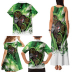 Piwakawaka New Zealand Christmas In July Family Matching Tank Maxi Dress and Hawaiian Shirt NZ Aroha Koru Fern Marble Vibes