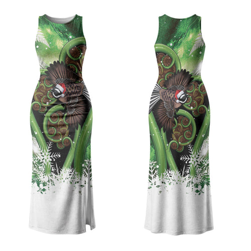 Piwakawaka New Zealand Christmas In July Family Matching Tank Maxi Dress and Hawaiian Shirt NZ Aroha Koru Fern Marble Vibes