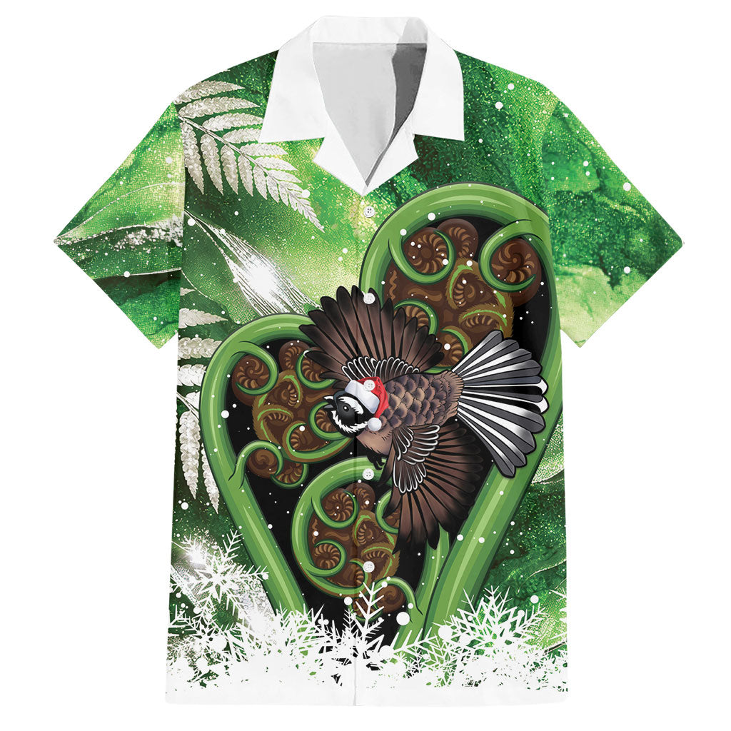 Piwakawaka New Zealand Christmas In July Hawaiian Shirt NZ Aroha Koru Fern Marble Vibes