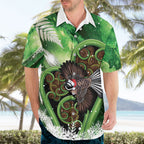 Piwakawaka New Zealand Christmas In July Hawaiian Shirt NZ Aroha Koru Fern Marble Vibes