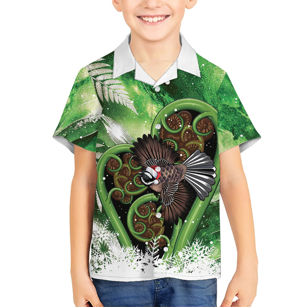 Piwakawaka New Zealand Christmas In July Hawaiian Shirt NZ Aroha Koru Fern Marble Vibes