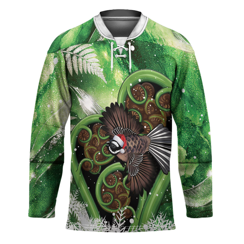 Piwakawaka New Zealand Christmas In July Hockey Jersey NZ Aroha Koru Fern Marble Vibes