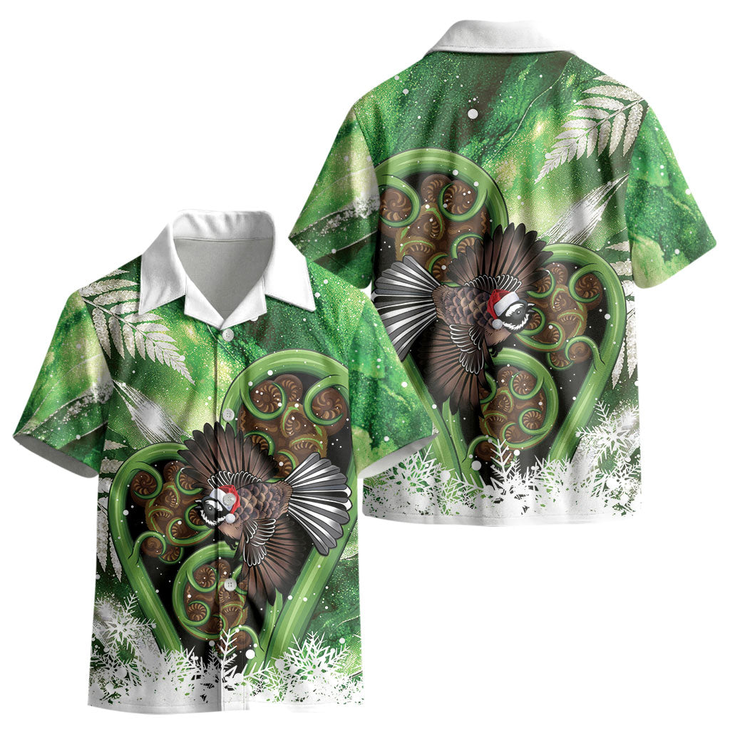 Piwakawaka New Zealand Christmas In July Kid Hawaiian Shirt NZ Aroha Koru Fern Marble Vibes LT14