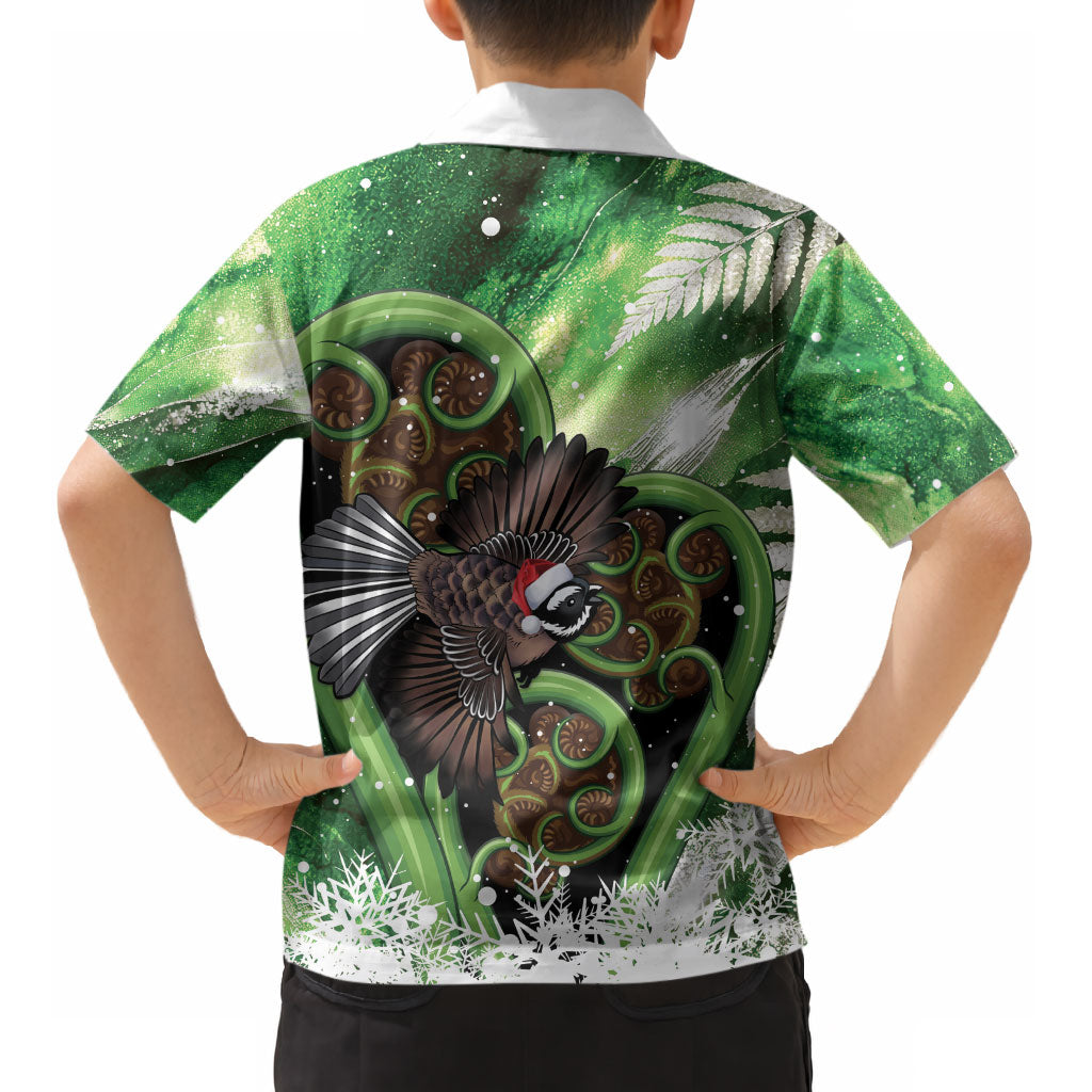 Piwakawaka New Zealand Christmas In July Kid Hawaiian Shirt NZ Aroha Koru Fern Marble Vibes LT14