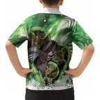 Piwakawaka New Zealand Christmas In July Kid Hawaiian Shirt NZ Aroha Koru Fern Marble Vibes LT14