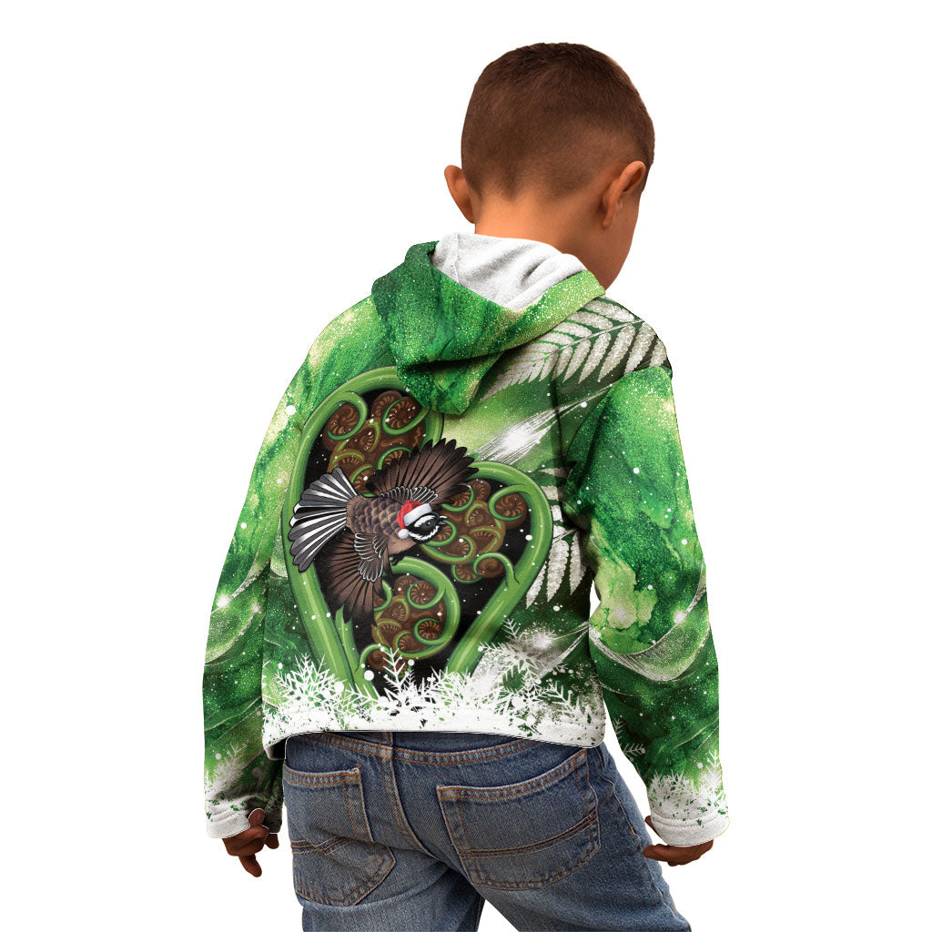 Piwakawaka New Zealand Christmas In July Kid Hoodie NZ Aroha Koru Fern Marble Vibes