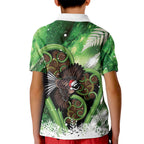 Piwakawaka New Zealand Christmas In July Kid Polo Shirt NZ Aroha Koru Fern Marble Vibes