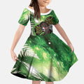 Piwakawaka New Zealand Christmas In July Kid Short Sleeve Dress NZ Aroha Koru Fern Marble Vibes