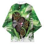 Piwakawaka New Zealand Christmas In July Kimono NZ Aroha Koru Fern Marble Vibes