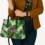 Piwakawaka New Zealand Christmas In July Leather Bag NZ Aroha Koru Fern Marble Vibes