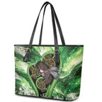 Piwakawaka New Zealand Christmas In July Leather Tote Bag NZ Aroha Koru Fern Marble Vibes