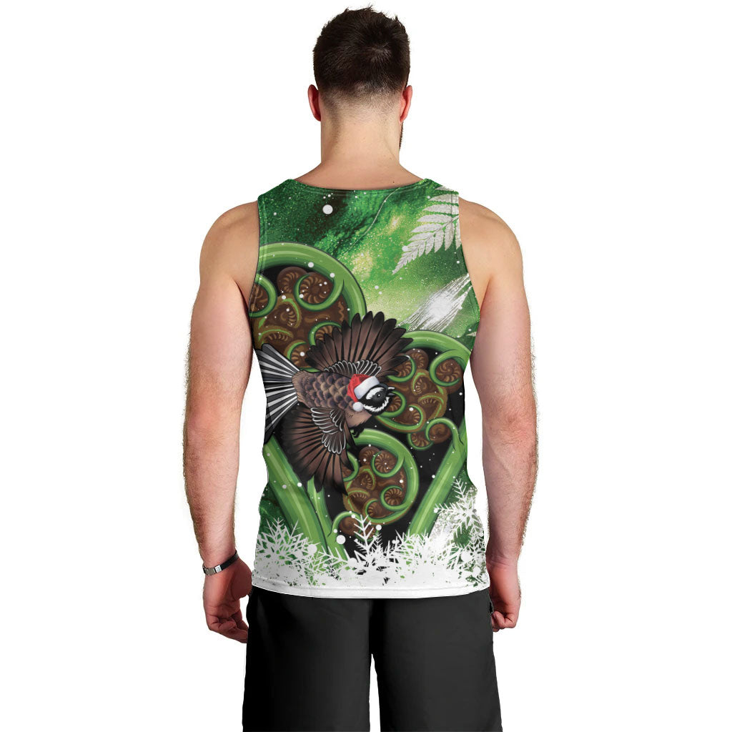Piwakawaka New Zealand Christmas In July Men Tank Top NZ Aroha Koru Fern Marble Vibes