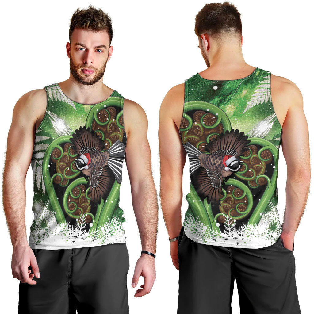 Piwakawaka New Zealand Christmas In July Men Tank Top NZ Aroha Koru Fern Marble Vibes