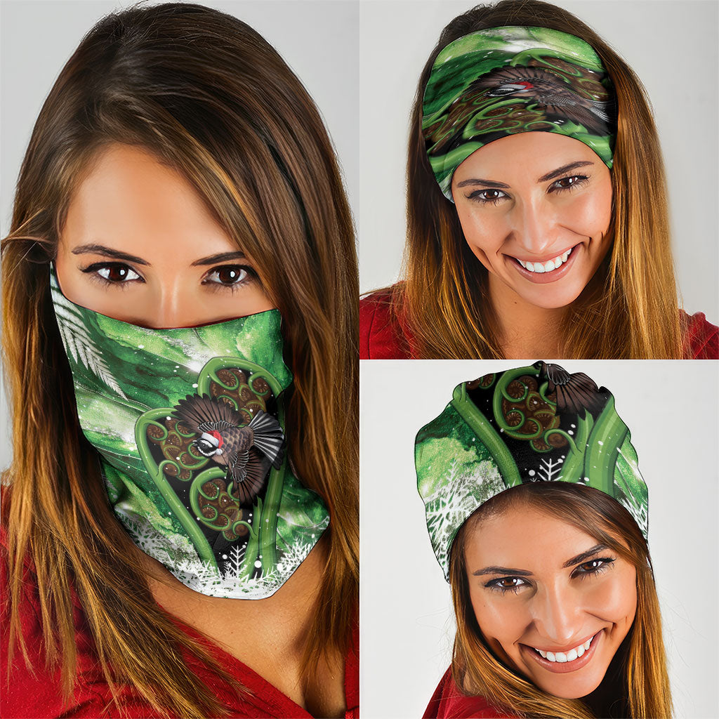 Piwakawaka New Zealand Christmas In July Neck Gaiter NZ Aroha Koru Fern Marble Vibes