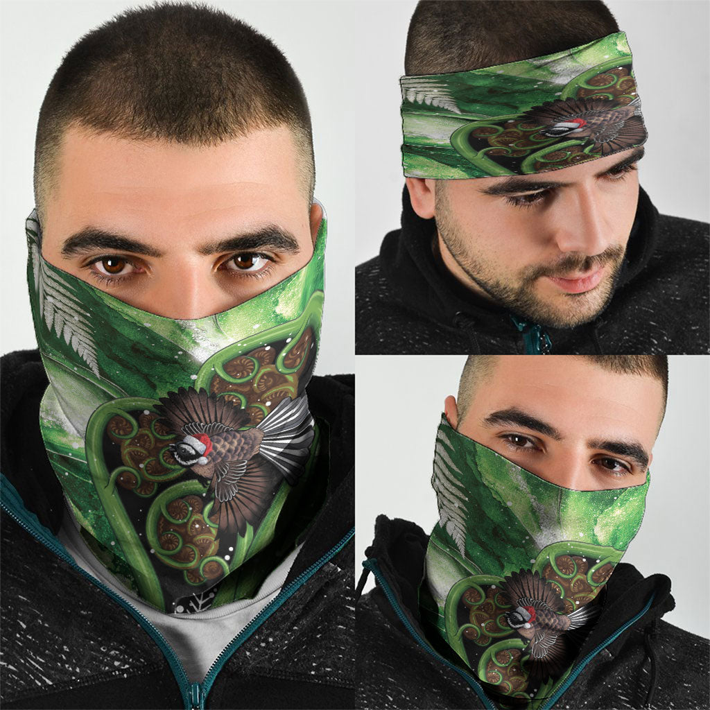 Piwakawaka New Zealand Christmas In July Neck Gaiter NZ Aroha Koru Fern Marble Vibes