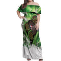 Piwakawaka New Zealand Christmas In July Off Shoulder Maxi Dress NZ Aroha Koru Fern Marble Vibes