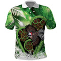 Piwakawaka New Zealand Christmas In July Polo Shirt NZ Aroha Koru Fern Marble Vibes