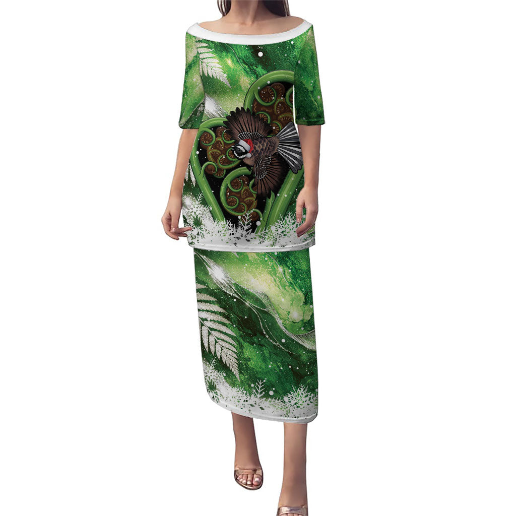 Piwakawaka New Zealand Christmas In July Puletasi NZ Aroha Koru Fern Marble Vibes
