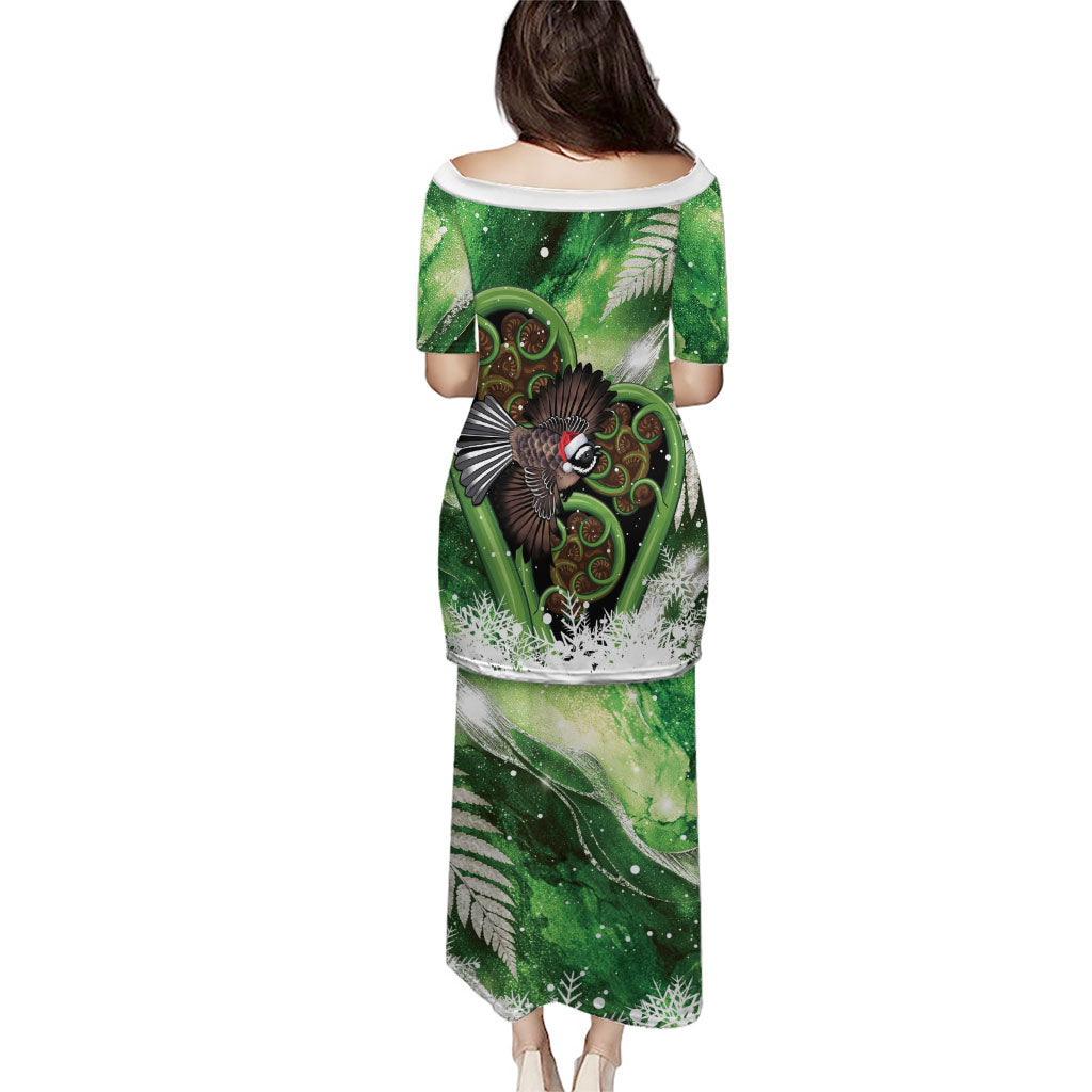 Piwakawaka New Zealand Christmas In July Puletasi NZ Aroha Koru Fern Marble Vibes