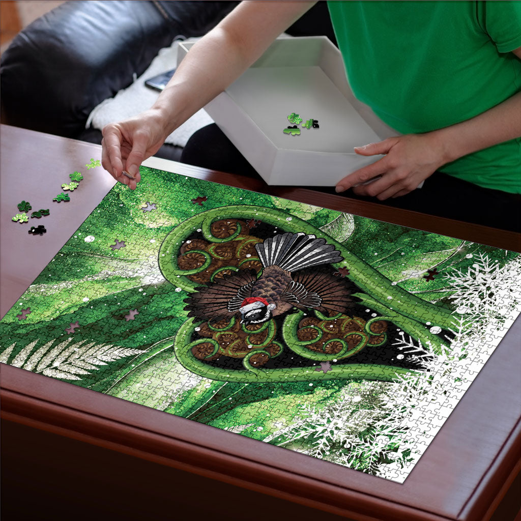 Piwakawaka New Zealand Christmas In July Puzzle NZ Aroha Koru Fern Marble Vibes