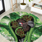 Piwakawaka New Zealand Christmas In July Round Carpet NZ Aroha Koru Fern Marble Vibes