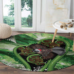 Piwakawaka New Zealand Christmas In July Round Carpet NZ Aroha Koru Fern Marble Vibes