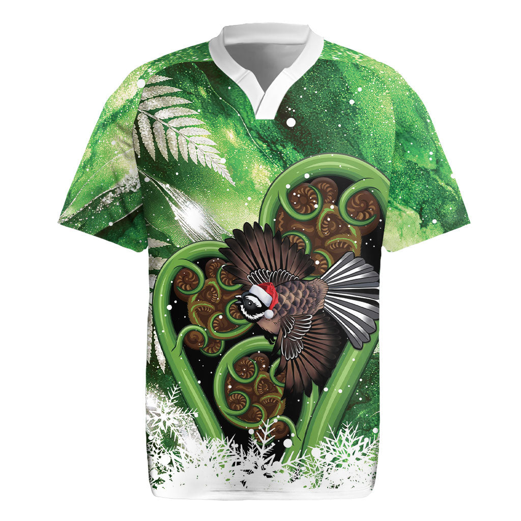 Piwakawaka New Zealand Christmas In July Rugby Jersey NZ Aroha Koru Fern Marble Vibes