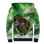 Piwakawaka New Zealand Christmas In July Sherpa Hoodie NZ Aroha Koru Fern Marble Vibes