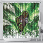 Piwakawaka New Zealand Christmas In July Shower Curtain NZ Aroha Koru Fern Marble Vibes