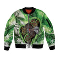 Piwakawaka New Zealand Christmas In July Sleeve Zip Bomber Jacket NZ Aroha Koru Fern Marble Vibes