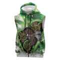 Piwakawaka New Zealand Christmas In July Sleeveless Zip Hoodie NZ Aroha Koru Fern Marble Vibes