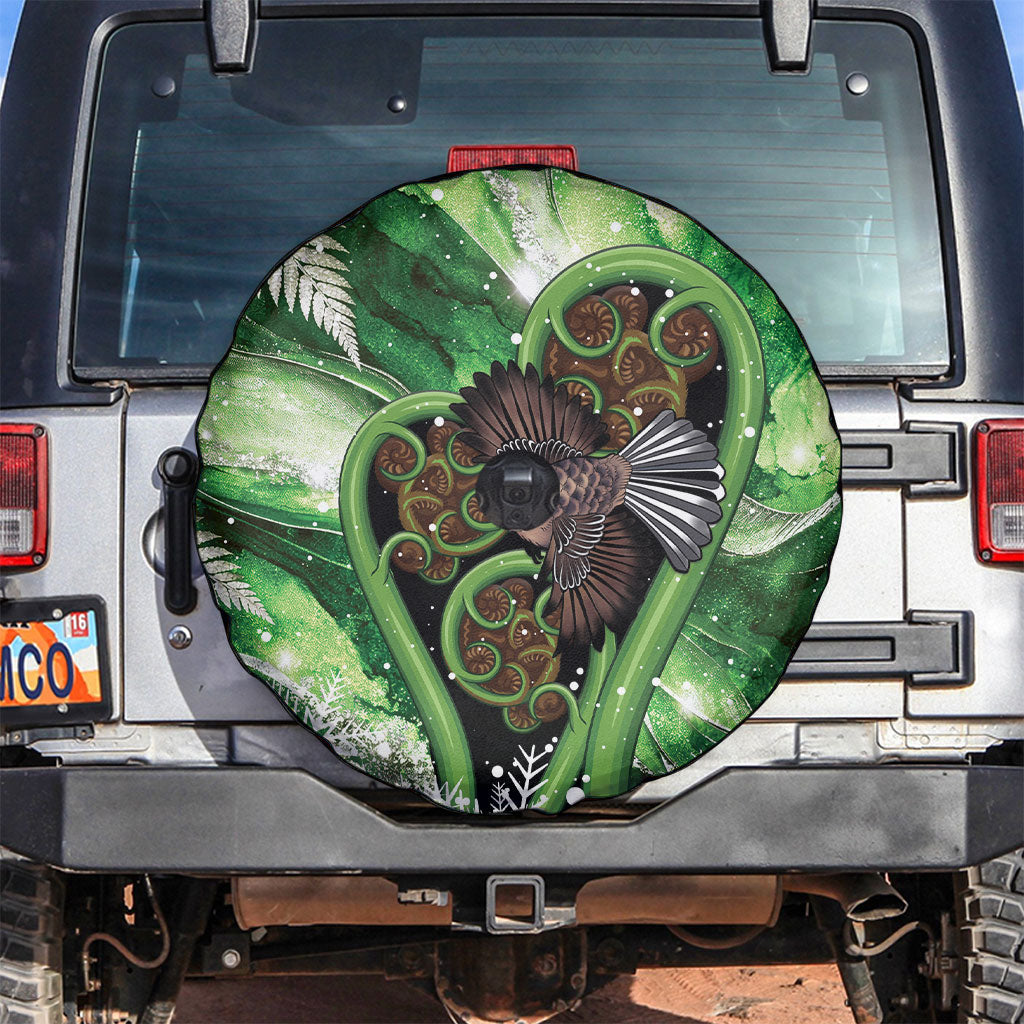 Piwakawaka New Zealand Christmas In July Spare Tire Cover NZ Aroha Koru Fern Marble Vibes