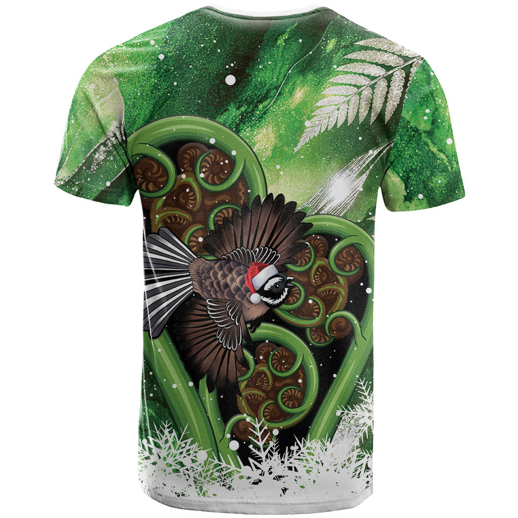 Piwakawaka New Zealand Christmas In July T Shirt NZ Aroha Koru Fern Marble Vibes