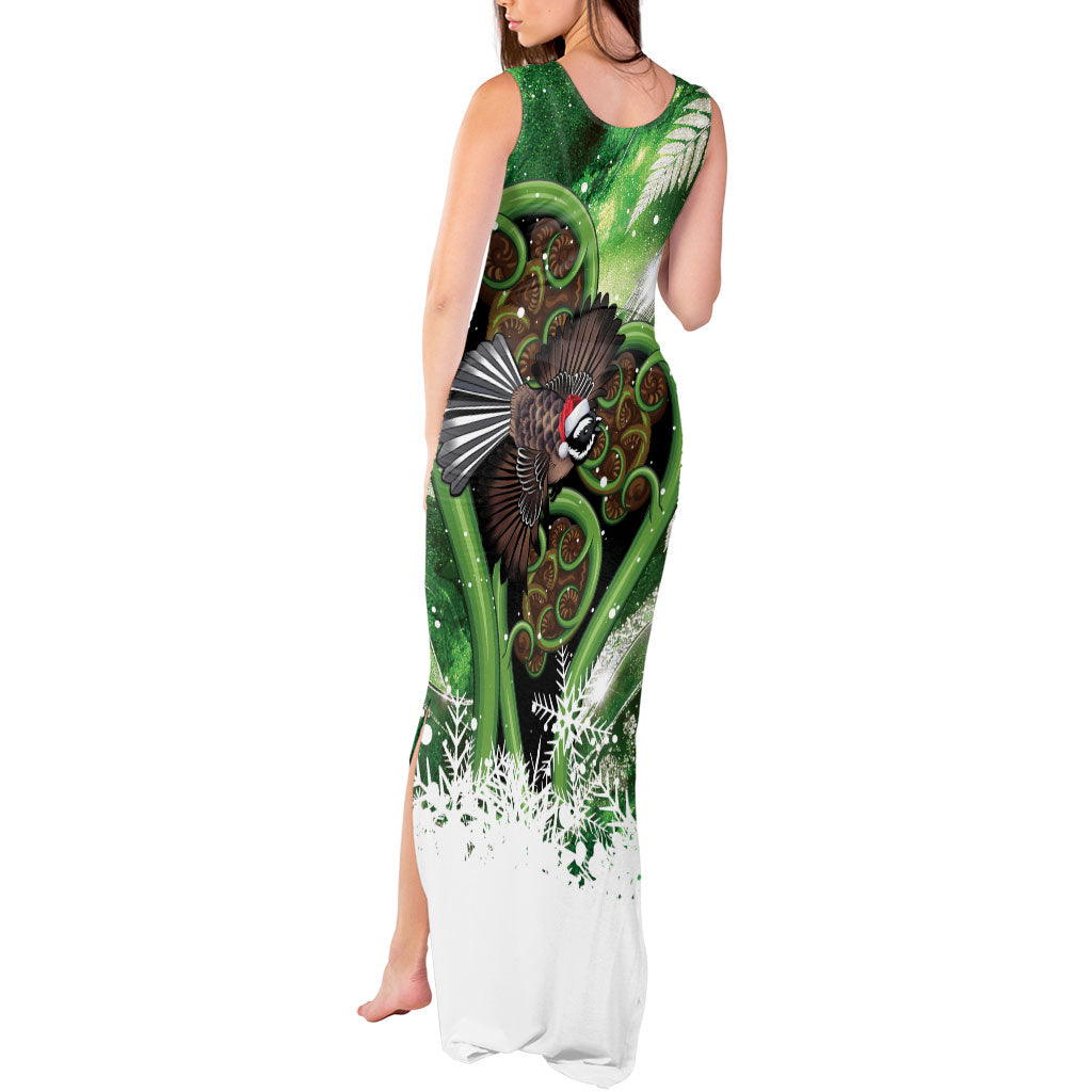 Piwakawaka New Zealand Christmas In July Tank Maxi Dress NZ Aroha Koru Fern Marble Vibes