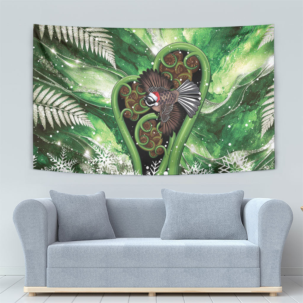 Piwakawaka New Zealand Christmas In July Tapestry NZ Aroha Koru Fern Marble Vibes
