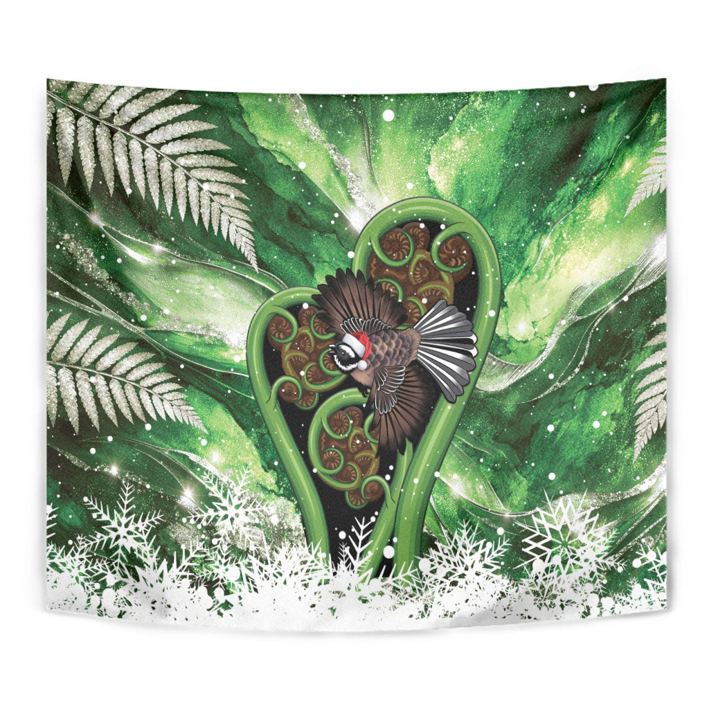 Piwakawaka New Zealand Christmas In July Tapestry NZ Aroha Koru Fern Marble Vibes