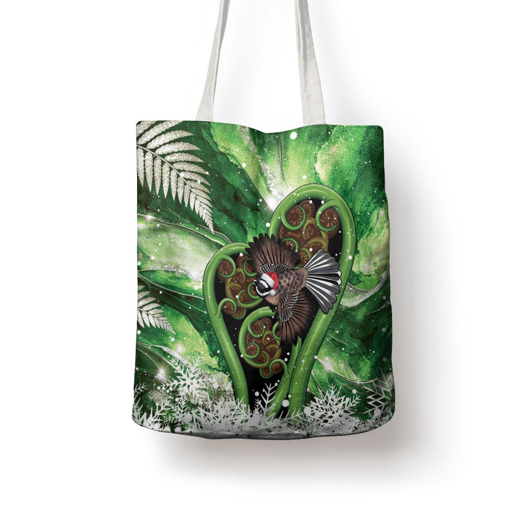 Piwakawaka New Zealand Christmas In July Tote Bag NZ Aroha Koru Fern Marble Vibes