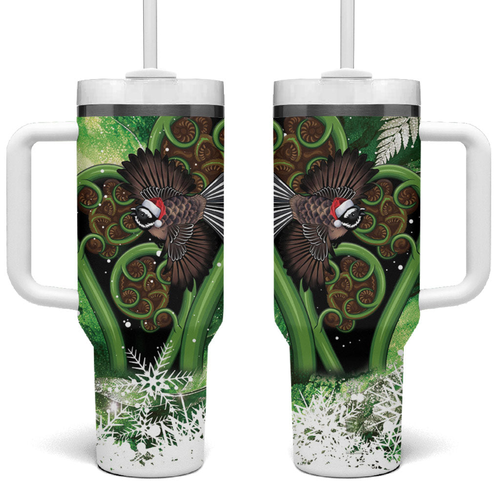 Piwakawaka New Zealand Christmas In July Tumbler With Handle NZ Aroha Koru Fern Marble Vibes