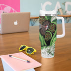 Piwakawaka New Zealand Christmas In July Tumbler With Handle NZ Aroha Koru Fern Marble Vibes