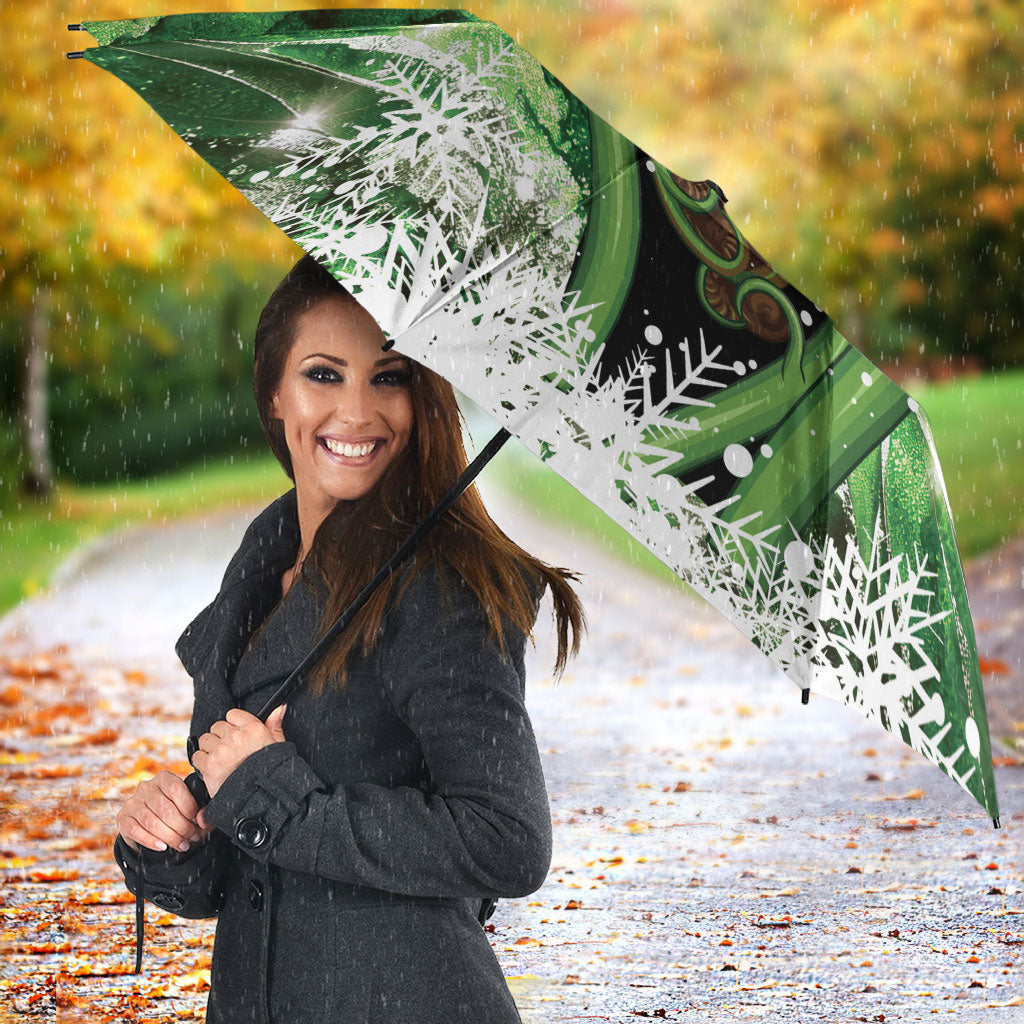 Piwakawaka New Zealand Christmas In July Umbrella NZ Aroha Koru Fern Marble Vibes