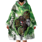 Piwakawaka New Zealand Christmas In July Wearable Blanket Hoodie NZ Aroha Koru Fern Marble Vibes
