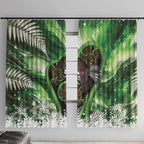 Piwakawaka New Zealand Christmas In July Window Curtain NZ Aroha Koru Fern Marble Vibes