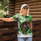 Piwakawaka New Zealand Christmas In July Women Polo Shirt NZ Aroha Koru Fern Marble Vibes