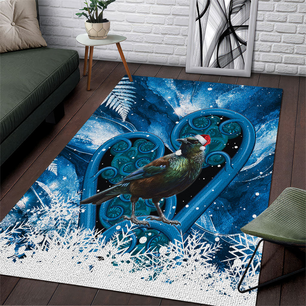 Tui Bird New Zealand Christmas In July Area Rug NZ Aroha Koru Fern Marble Vibes