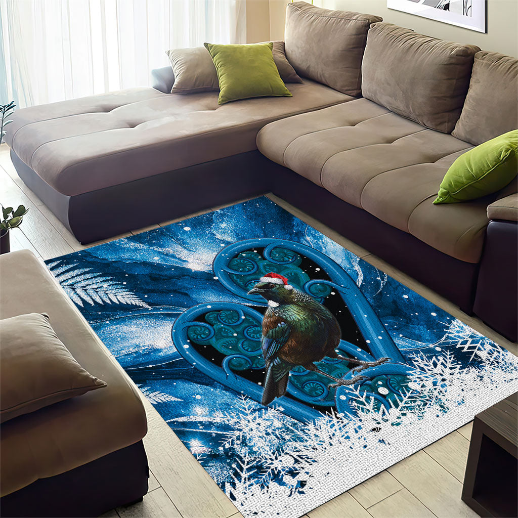 Tui Bird New Zealand Christmas In July Area Rug NZ Aroha Koru Fern Marble Vibes