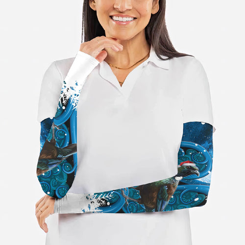 Tui Bird New Zealand Christmas In July Arm Sleeves NZ Aroha Koru Fern Marble Vibes