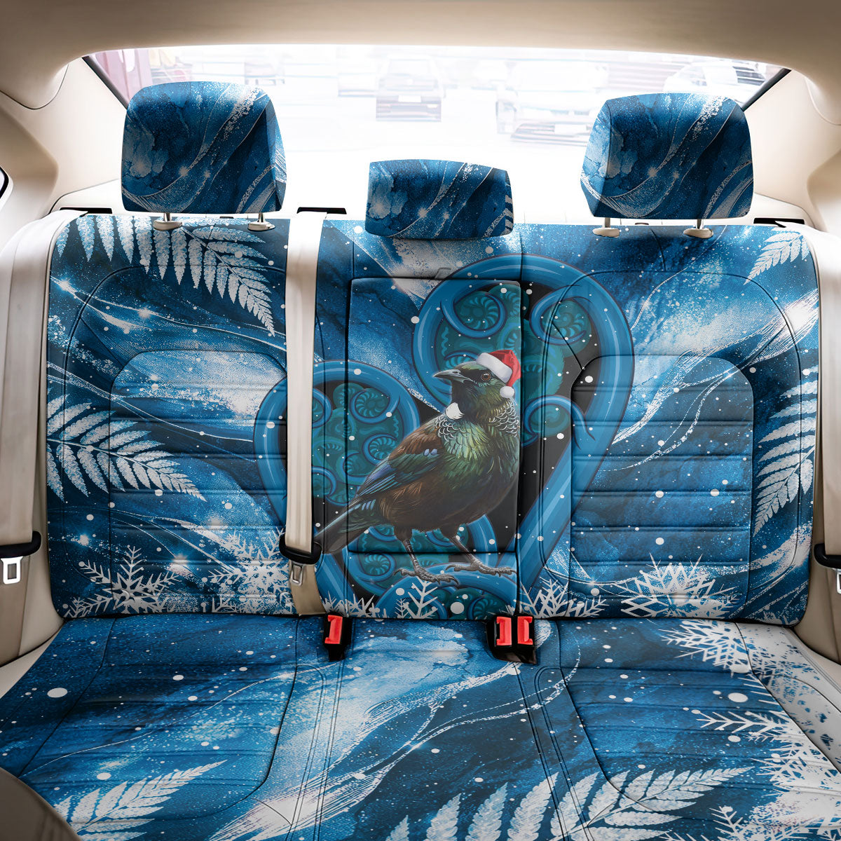 Tui Bird New Zealand Christmas In July Back Car Seat Cover NZ Aroha Koru Fern Marble Vibes