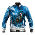 Tui Bird New Zealand Christmas In July Baseball Jacket NZ Aroha Koru Fern Marble Vibes
