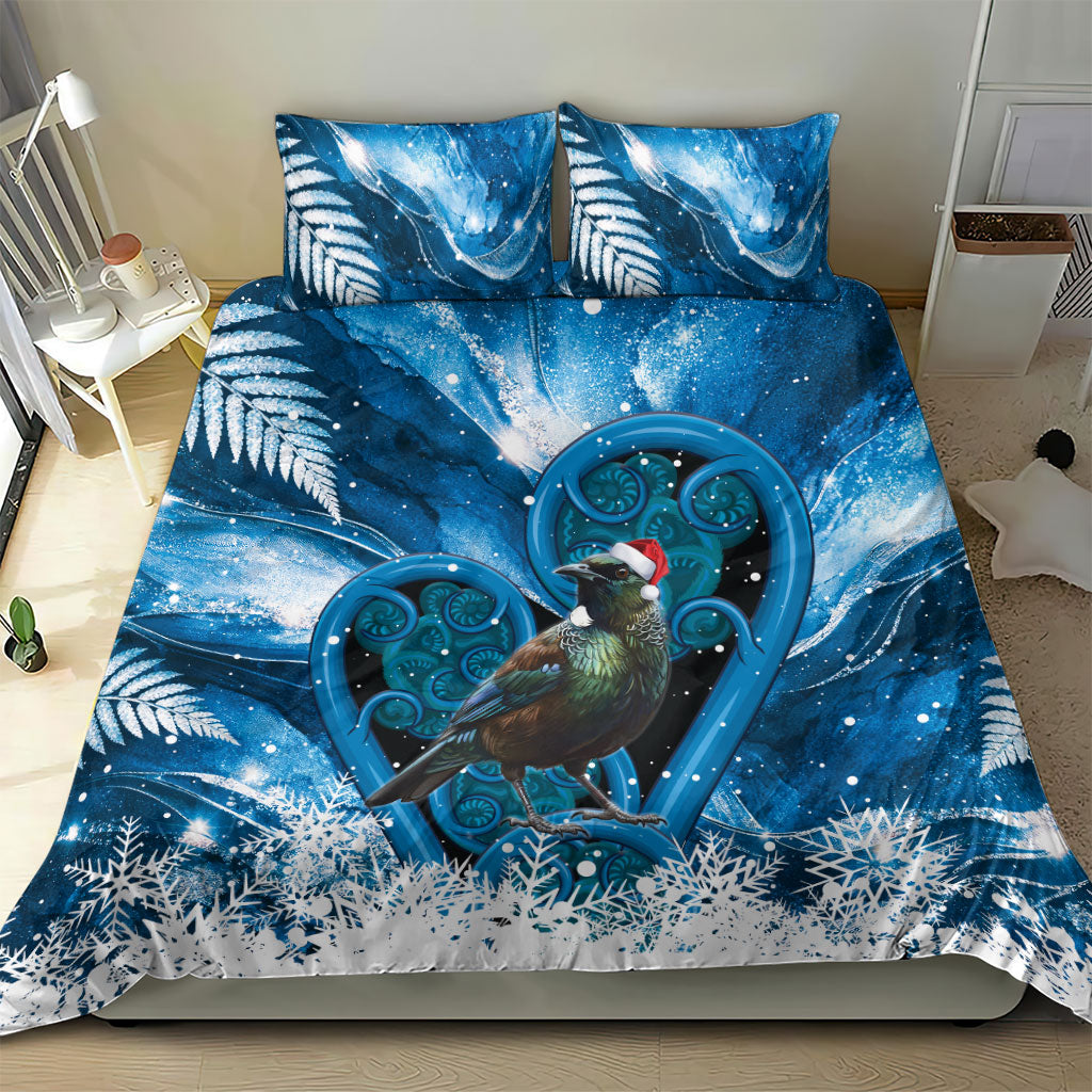 Tui Bird New Zealand Christmas In July Bedding Set NZ Aroha Koru Fern Marble Vibes