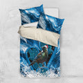 Tui Bird New Zealand Christmas In July Bedding Set NZ Aroha Koru Fern Marble Vibes